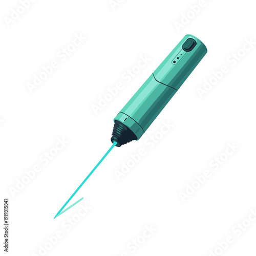 Futuristic surgery laser pen with a focused light beam in 3D design  