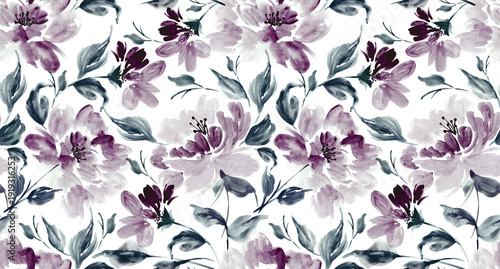Seamless flowers pattern. Watercolor pattern design.