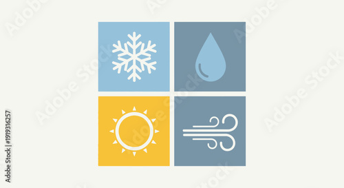 Celebrating World Meteorological Day with Weather Symbols for Rain, Snow, Sun, Wind
