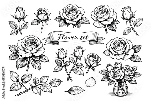 elegant black and white rose collection with vase arrangement