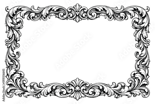 ornate black and white decorative scrollwork frame