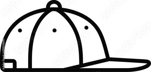 A simple line art icon depicting a baseball cap with a flat brim, viewed from the side profile.