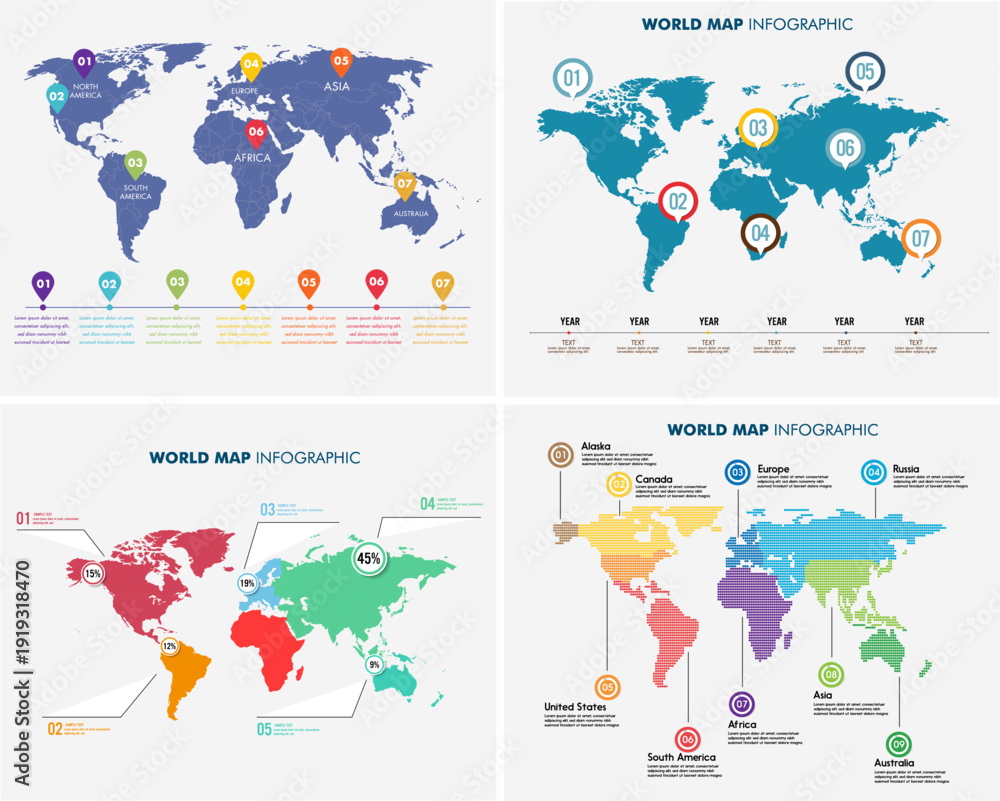 Naklejka premium World Map Infographic Vector EPS
