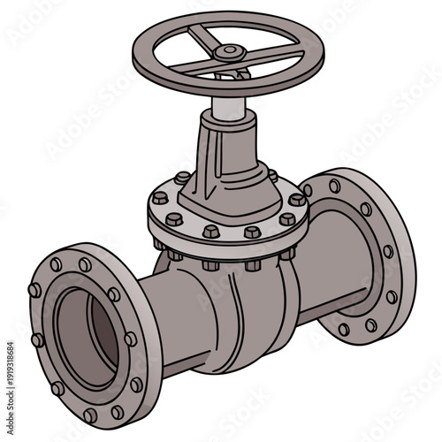Industrial valve with wheel handle and flanges pipe valve
