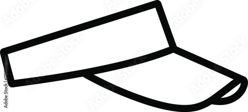 A simple black outline icon depicting a sun visor, typically worn for sports or sun protection.