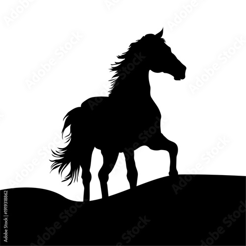 Majestic Horse Silhouette on a Hill
