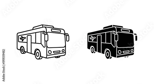 Airport Shuttle Bus Icon - Air Travel Transportation and Passenger Service