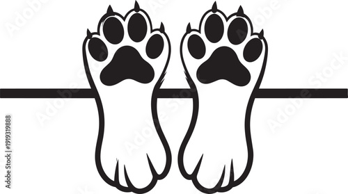 Two cat paws resting silhouette black vector