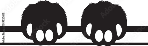 Two cat paws resting silhouette black vector