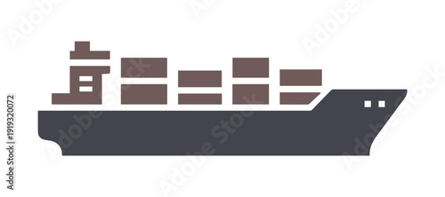 Featuring a bright and colorful design, this container ship icon is crafted with clean lines and a minimalist style, making it universally relevant across various industries and contexts.