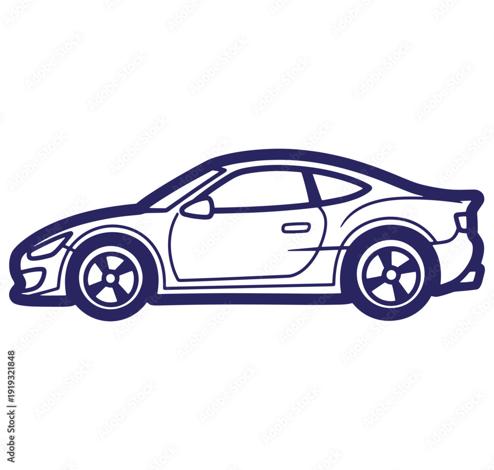 Fototapeta premium Simple illustration of a sleek modern sports car in vector graphic style on a white background