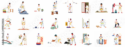 Karate Training and Discipline: A Collection of Martial Arts Practice Scenes Illustrating Traditional Japanese Workouts