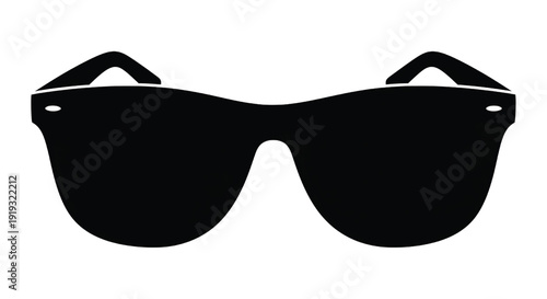 Sunglasses black silhouette with futuristic design and sleek arms featuring eyewear, modern, fashion with accessory and eyeglasses elements for shades, glasses projects, clean composition on simple