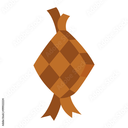 Flat Design Ketupat Traditional Diamond Shaped Rice Cake Asian Food Icon