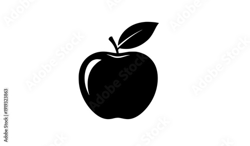 Simple black apple silhouette icon vector on white background