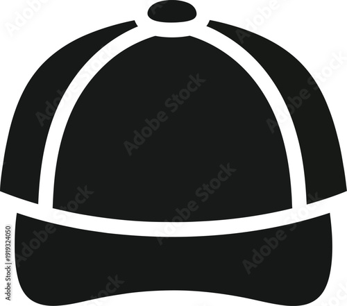 Black baseball cap icon isolated on a white background for sports and fashion design.
