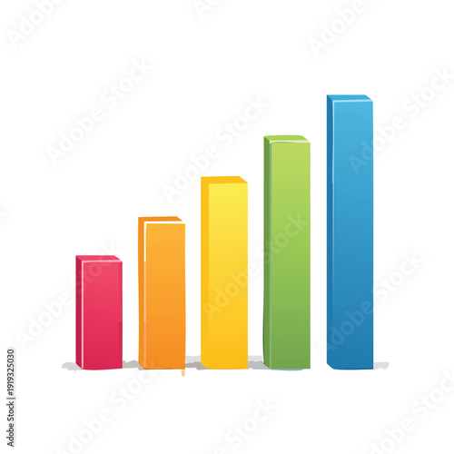 Colorful 3 d bar graph showing growth and progress