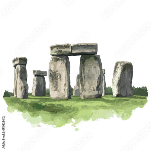 Stonehenge. Stonehenge watercolor vector illustration