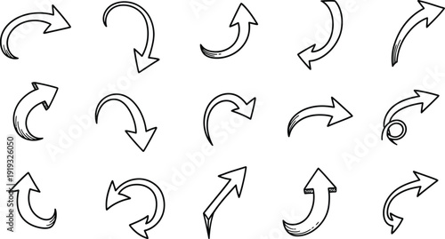 Arrow Direction Variety: An array of hand-drawn arrows pointing in various directions, offering a versatile visual element for diverse design concepts. 