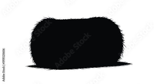Black furry rectangular silhouette of a stylized animal shape in minimalist flat vector design isolated on white background