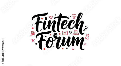 Fintech forum text design on white