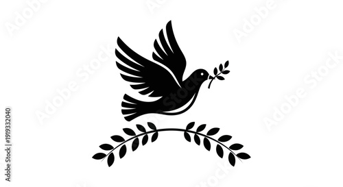 Flying dove with olive branch vector