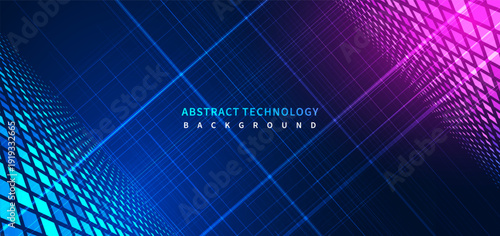 Abstract Technology Background Overlay Collection with Blue and Pink Gradient Featuring Geometric Diamond Grid, Network Lines, and Futuristic Innovation Design for Modern Digital Graphics
