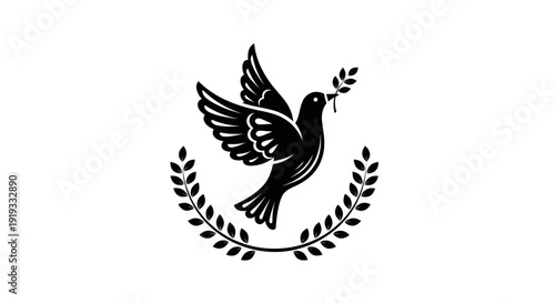 Flying dove with olive branch vector illustration