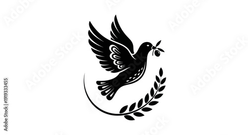 Flying dove with olive branch vector illustration