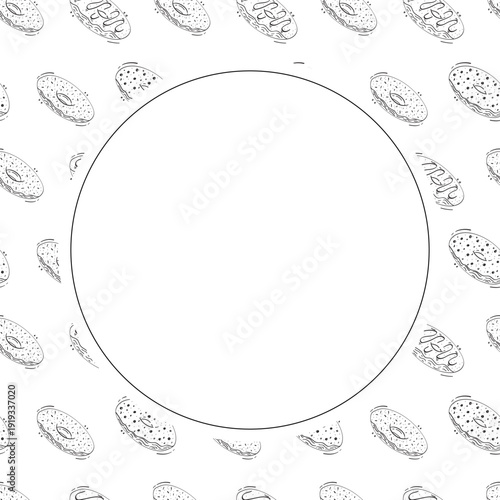 hand drawn donut circle frame background