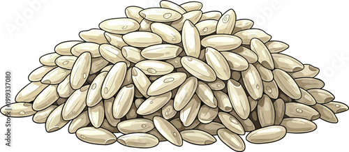 Uncooked long grain white rice in a pile