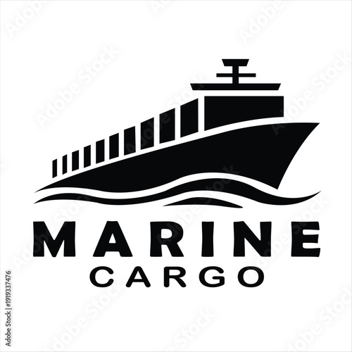 Sophisticated black and white marine cargo ship logo for logistics and shipping business