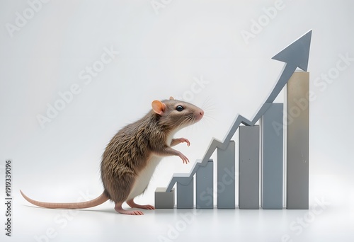 Mouse Climbing Chart in Growth Concept with Arrow Upward