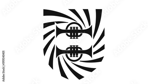 Dynamic abstract trumpets logo in modern style