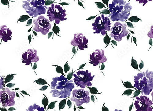 Watercolor flowers pattern. Seamless hand draw floral pattern.
