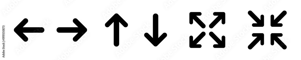Εκτύπωση καμβά Navigation arrow and resize control icon set with expand and minimize symbols fo