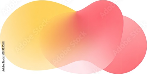 Abstract, vibrant graphic with overlapping, gradient-filled shapes in warm yellow and red hues