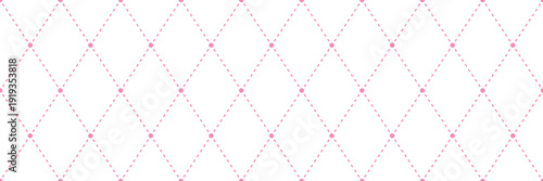 Cute pink minimalist line art argyle harlequin plaid rhombus diamond seamless vector pattern banner