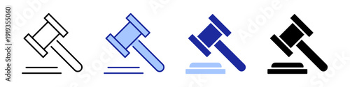 Gavel icon set. judge gavel icon vector. law icon vector. auction hammer