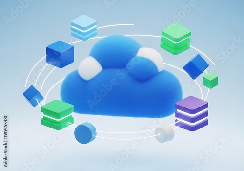 Wallpaper Mural 3d cloud computing technology concept with digital data storage and global network connection on blue background futuristic style Torontodigital.ca