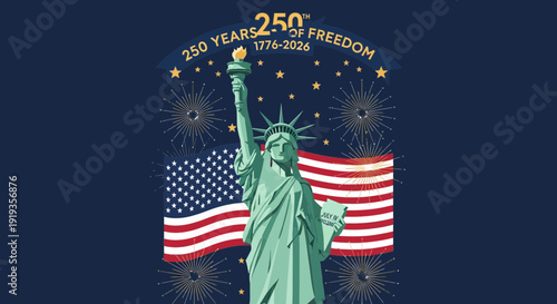 Statue of liberty freedom anniversary illustration