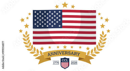American anniversary laurel wreath celebration emblem