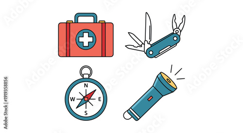Survival Kit Line abstract creative tone vector
