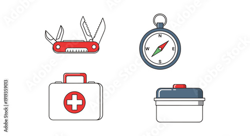 Survival Kit Line modern abstract color vector