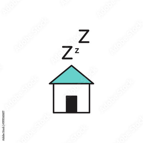 Sleeping House with Zzz Night Energy Saving Icon