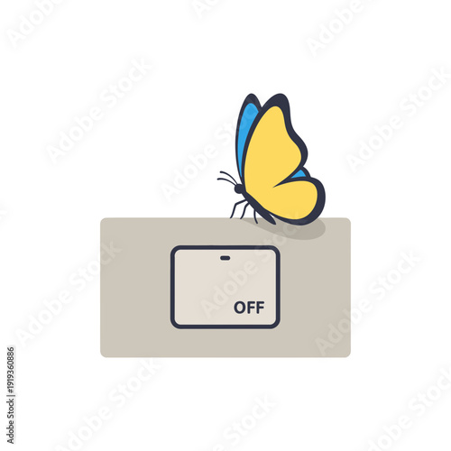 Switch Turned Off with Butterfly Landing Icon