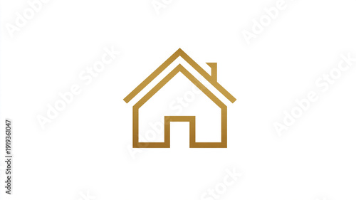 Luxury real estate rental logo, house icon with subtle gold highlights, minimal design, isolated white background, 32k