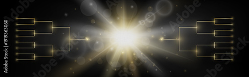 Tournament qualifying bracket concept. Gold shiny games table. Road to victory. Championship leaderboard for prize. Vector illustration