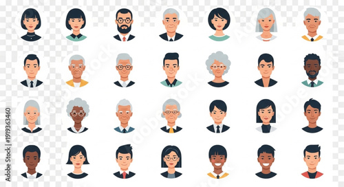 Diverse Collection of People Avatars for User Profiles.