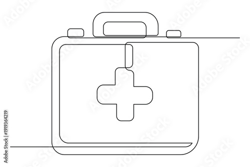 Medical bag continuous one line art drawing minimalist style isolate outline illustration